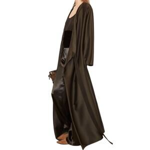 The Row AW15 Viscose Wool Maxi Coat Black size XS Tie Wrap Front Pockets